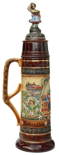 12 Liter Beer Stein With Dancing Bavarian Couple Lid -German Wine Glass Shop 12 Liter Beer Stein with Dancing Bavarian Couple Lid K300BF LS SM 38057.1554760675