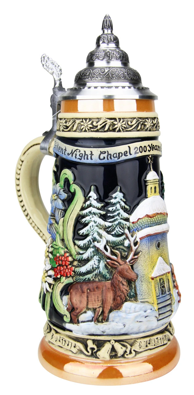 200th Anniversary Silent Night Chapel German Christmas Beer Stein | Musical -German Wine Glass Shop 200 Year Anniversary Silent Night Chapel Christmas German Beer Stein K047 LA SM 50350.1542245584