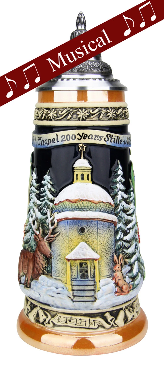 200th Anniversary Silent Night Chapel German Christmas Beer Stein | Musical -German Wine Glass Shop 200 Year Anniversary Silent Night Chapel Christmas German Beer Stein Musical K047M FNT SM 92750.1542245584