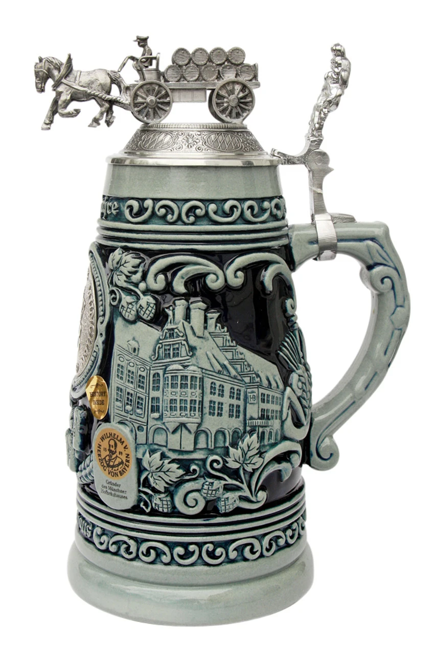 425 Year Anniversary Hofbrauhaus HB Brewery Beer Stein Cobalt -German Wine Glass Shop 425 Year Hofbrauhaus HB Anniversary Beer Stein Cobalt K425SG RS SM 57312.1417530580