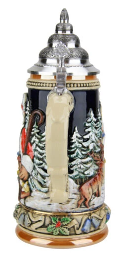 Alpine Santa And Silent Night Chapel Beer Stein -German Wine Glass Shop Alpine Santa and Silent Night Chapel Beer Stein K043 Back SM 28400.1479239714