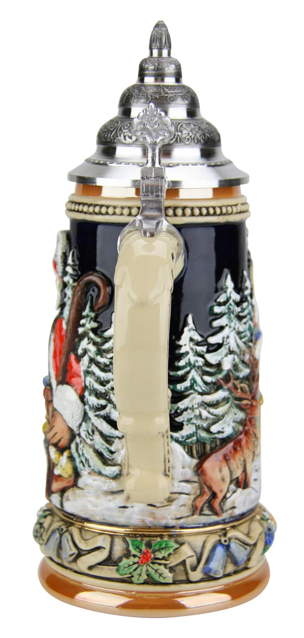 Alpine Santa And Silent Night Chapel Beer Stein -German Wine Glass Shop Alpine Santa and Silent Night Chapel Beer Stein K043 Back SM 28400.1479239714