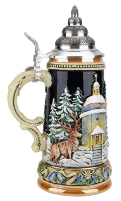 Alpine Santa And Silent Night Chapel Beer Stein -German Wine Glass Shop Alpine Santa and Silent Night Chapel Beer Stein K043 LA SM 63596.1479239724