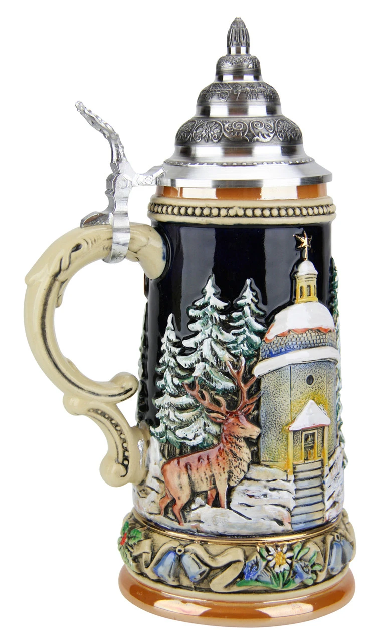 Alpine Santa And Silent Night Chapel Beer Stein -German Wine Glass Shop Alpine Santa and Silent Night Chapel Beer Stein K043 LA SM 63596.1479239724