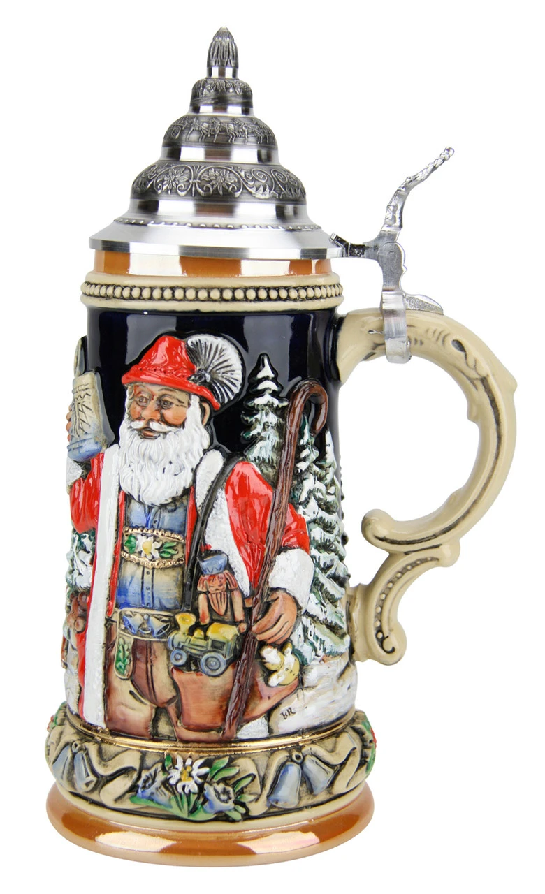 Alpine Santa And Silent Night Chapel Beer Stein -German Wine Glass Shop Alpine Santa and Silent Night Chapel Beer Stein K043 RS SM 34630.1479239732