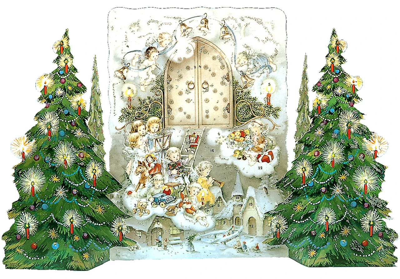 Angels with Christmas Trees 3D German Advent Calendar Angels With Christmas Trees 3D German Advent Calendar -German Wine Glass Shop Angels and Christmas Trees German Advent Calendar KV11204 85991.1537370338