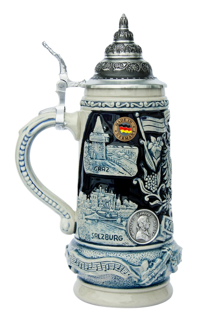Austria Panorama Beer Stein Cobalt Austria Panorama Beer Stein Cobalt -German Wine Glass Shop Austria Celebration Beer Stein Cobalt K393SGA LS SM 15333.1401225999