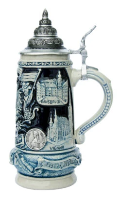 Austria Panorama Beer Stein Cobalt 2 Austria Panorama Beer Stein Cobalt -German Wine Glass Shop Austria Celebration Beer Stein Cobalt K393SGA RS SM 39380.1401226000