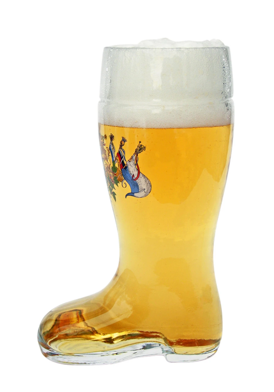 Bavaria Crest Glass Beer Boot 0.5 Liter -German Wine Glass Shop Bavaria Crest Glass Beer Boot 0.5 Liter wB Side SM 90842.1510242141