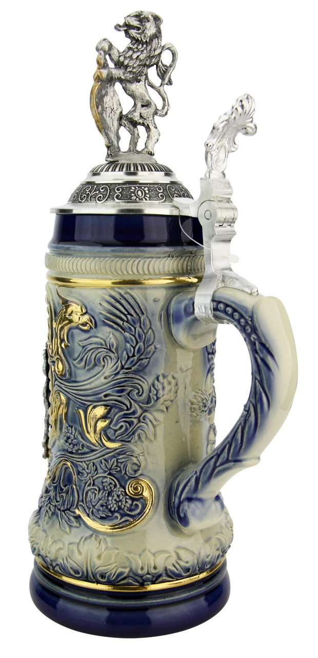 Bavaria Lion Crest Beer Stein With Bavarian Lion Lid -German Wine Glass Shop Bavaria Lion Crest Beer Stein with Bavarian Lion Lid ZB14232001 Back SM 69671.1611516286
