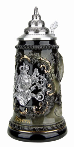 Bavaria Pewter Lion Crest Beer Stein