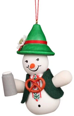 Bavarian Snowman Wooden German Ornament
