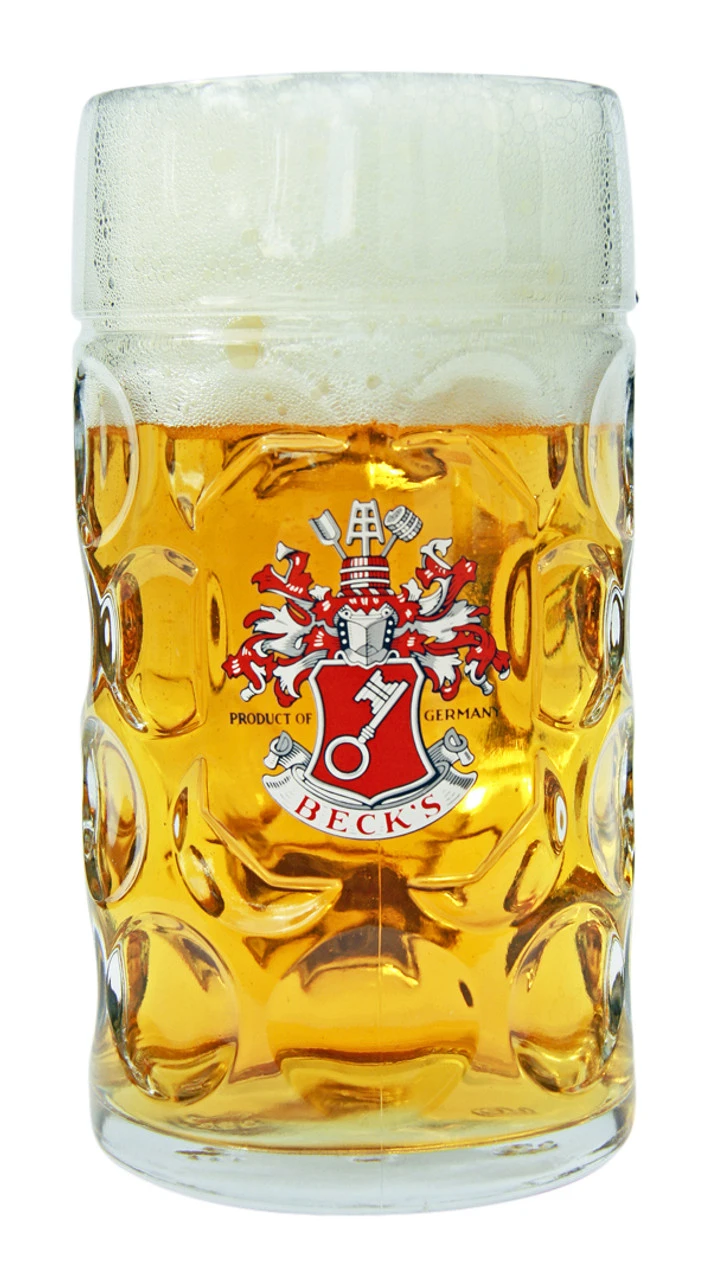 Becks Dimpled Oktoberfest Glass Beer Mug 1 Liter -German Wine Glass Shop Becks Dimpled Oktoberfest Glass Beer Mug 1 Liter BK047B FNT SM 52043.1501787953