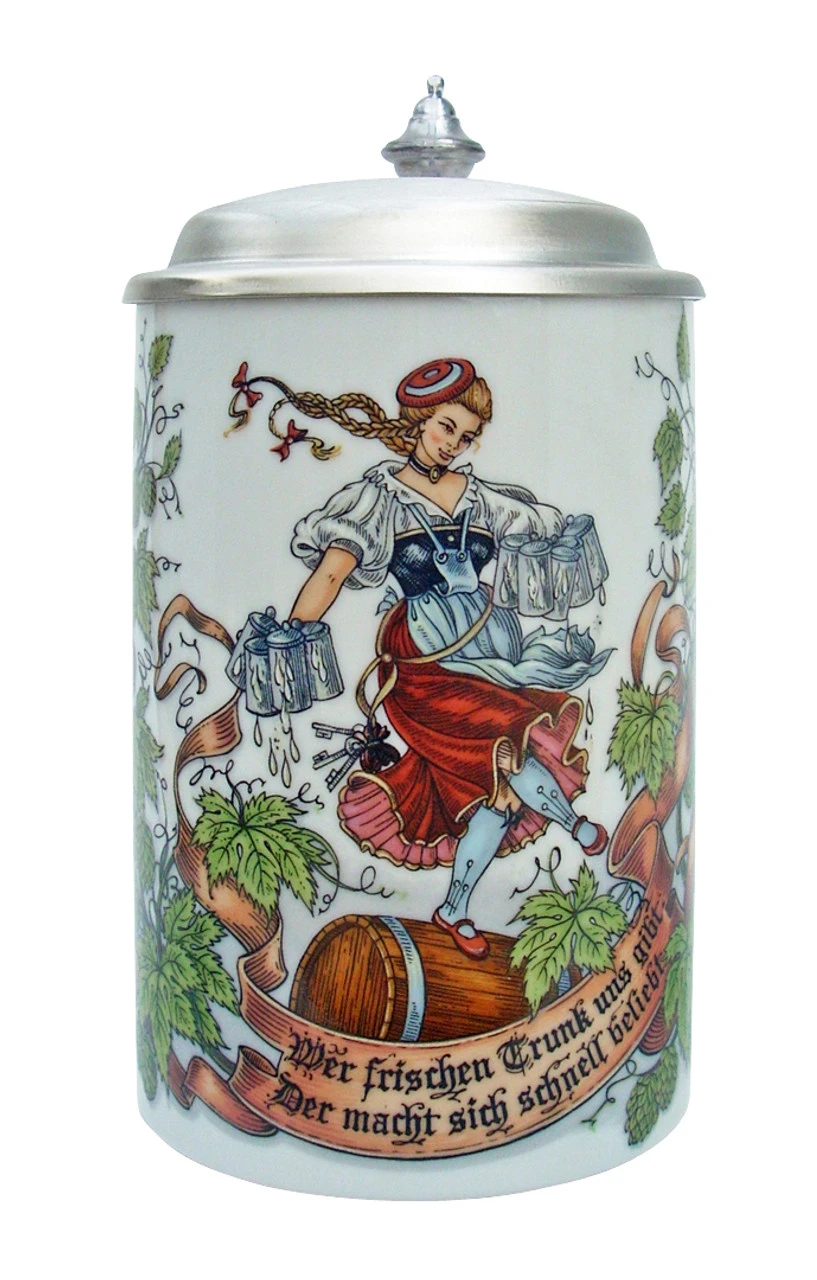 Beer Maiden Porcelain Beer Stein Zimmermann Beer Maiden Porcelain Beer Stein -German Wine Glass Shop Beer Maiden Porcelain Beer Stein Z149 FNT SM 59329.1425240506