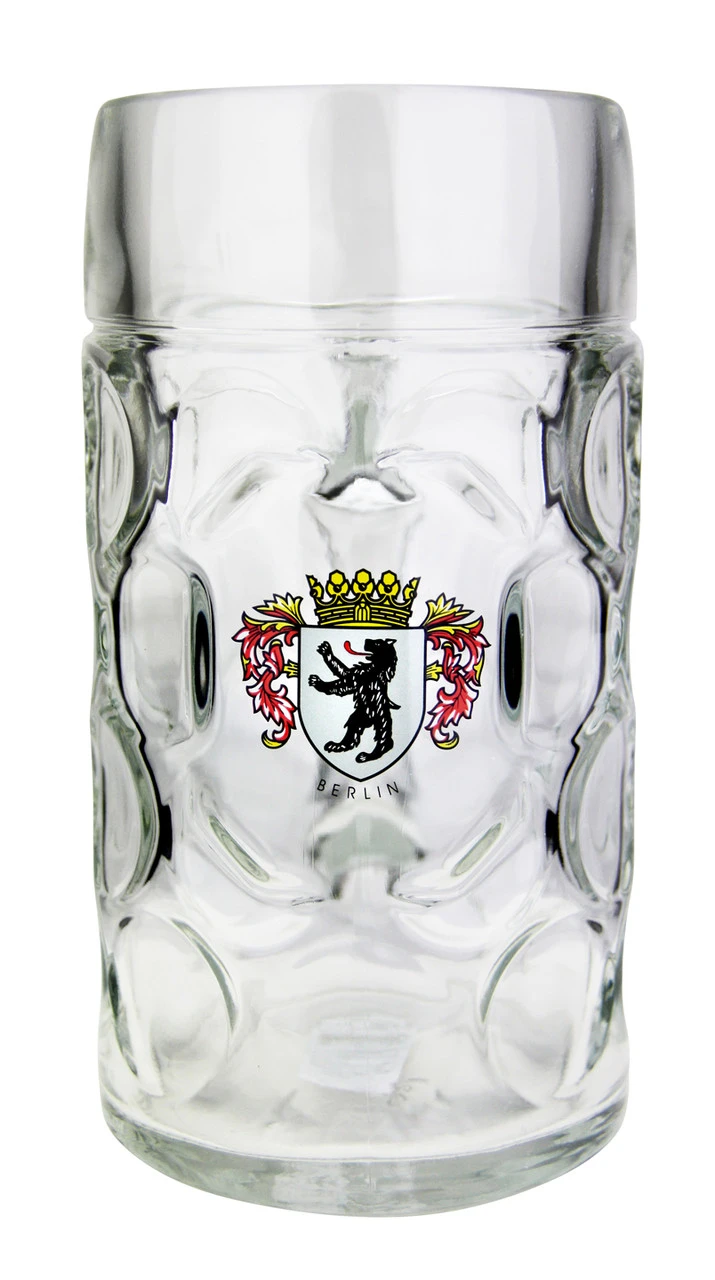 Berlin Dimpled Oktoberfest Glass Beer Mug 1 Liter -German Wine Glass Shop Berlin Dimpled Oktoberfest Glass Beer Mug 1 Liter BK047B FNT SM 52145.1513180857