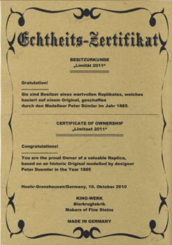 King Limitaet 2011 | King Barbarossa Antique Style Beer Stein -German Wine Glass Shop Certificate Side 1 56800.1304039854