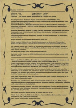 King Limitaet 2011 | King Barbarossa Handpainted Beer Stein -German Wine Glass Shop Certificate Side 2 11625.1300374903