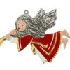 Christmas Angel Flying With Horn German Pewter Christmas Ornament