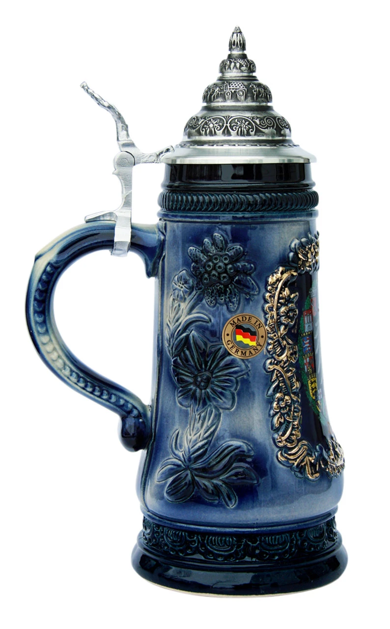 Deutschland Alpine Flowers Beer Stein Deutschland Alpine Flowers Beer Stein -German Wine Glass Shop Deutschland Alpine Flowers Beer Stein K709BL LS SM 13789.1401395494