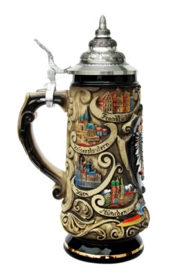 Deutschland Pewter Eagle Cities Beer Stein -German Wine Glass Shop Deutschland Eagle Cities Beer Stein K741SRUB LS SM 84530.1446322926