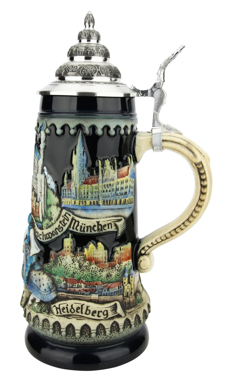 Deutschland Germany Jousting Knights Beer Stein -German Wine Glass Shop Deutschland Germany Jousting Knights Beer Stein Full Color K1111BL RS SM 25576.1618259226