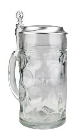 Dimpled Oktoberfest Glass Beer Mug With Flat Pewter Lid 0.5 Liter 5 Dimpled Oktoberfest Glass Beer Mug With Flat Pewter Lid 0.5 Liter -German Wine Glass Shop Dimpled Oktoberfest Glass Beer Stein 0.5 Liter with Flat Pewer Lid BK046ZD A SM 21037.1479938963