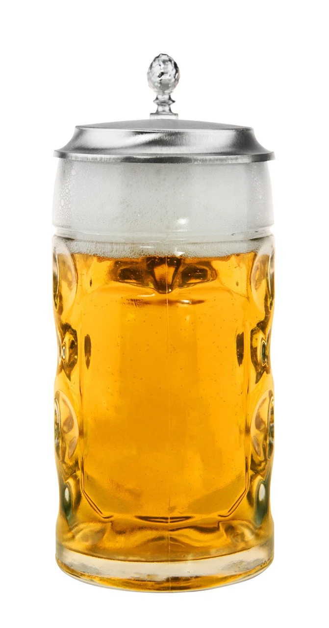Dimpled Oktoberfest Glass Beer Mug with Flat Pewter Lid 0.5 Liter Dimpled Oktoberfest Glass Beer Mug With Flat Pewter Lid 0.5 Liter -German Wine Glass Shop Dimpled Oktoberfest Glass Beer Stein 0.5 Liter with Flat Pewer Lid BK046ZD FNT wB SM 30003.1479938983