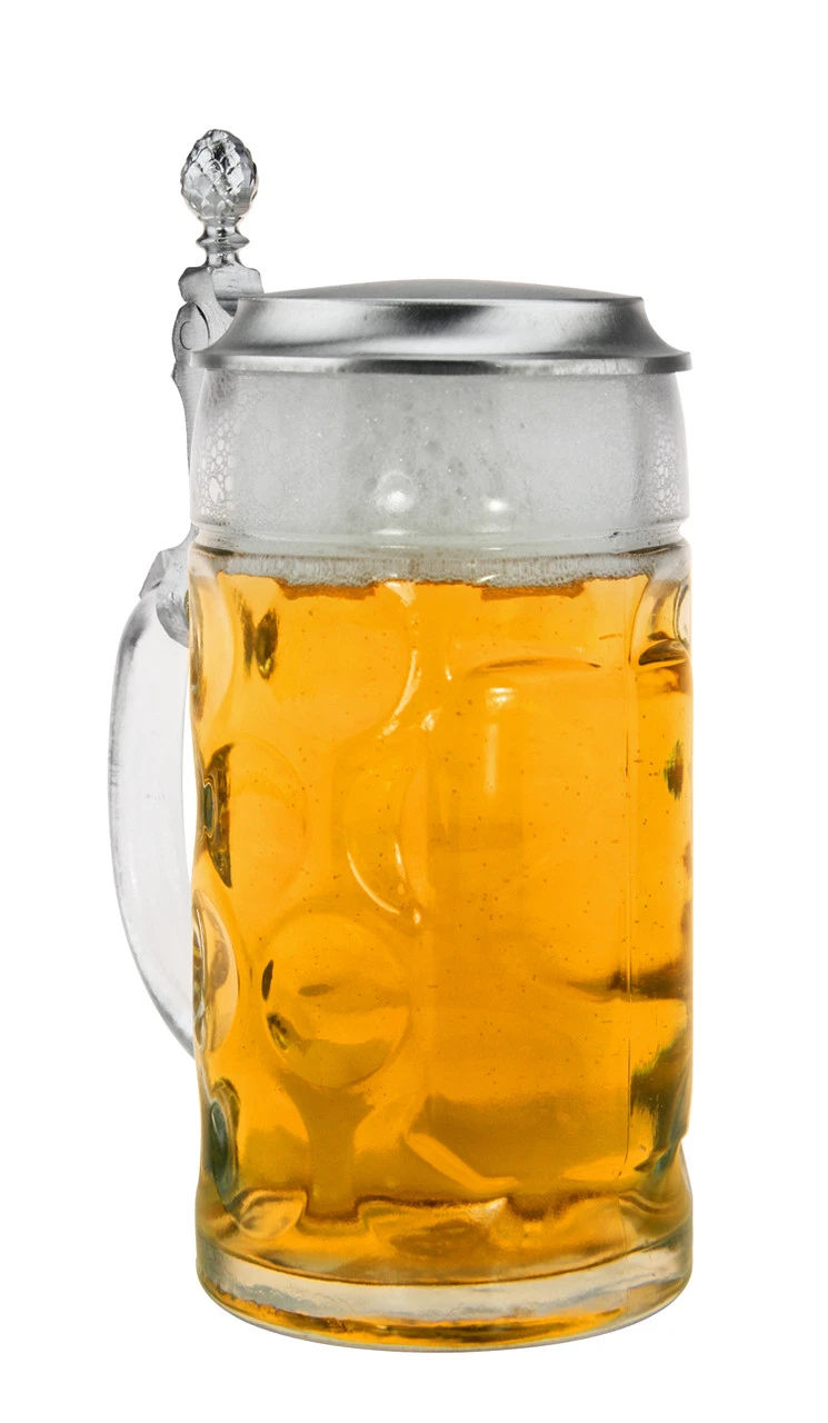 Dimpled Oktoberfest Glass Beer Mug with Flat Pewter Lid 0.5 Liter Dimpled Oktoberfest Glass Beer Mug With Flat Pewter Lid 0.5 Liter -German Wine Glass Shop Dimpled Oktoberfest Glass Beer Stein 0.5 Liter with Flat Pewer Lid BK046ZD LA wB SM 05555.1479938977