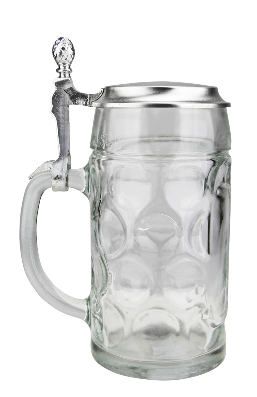 Dimpled Oktoberfest Glass Beer Mug with Flat Pewter Lid 0.5 Liter Dimpled Oktoberfest Glass Beer Mug With Flat Pewter Lid 0.5 Liter -German Wine Glass Shop Dimpled Oktoberfest Glass Beer Stein 0.5 Liter with Flat Pewer Lid BK046ZD LS SM 61137.1539096736