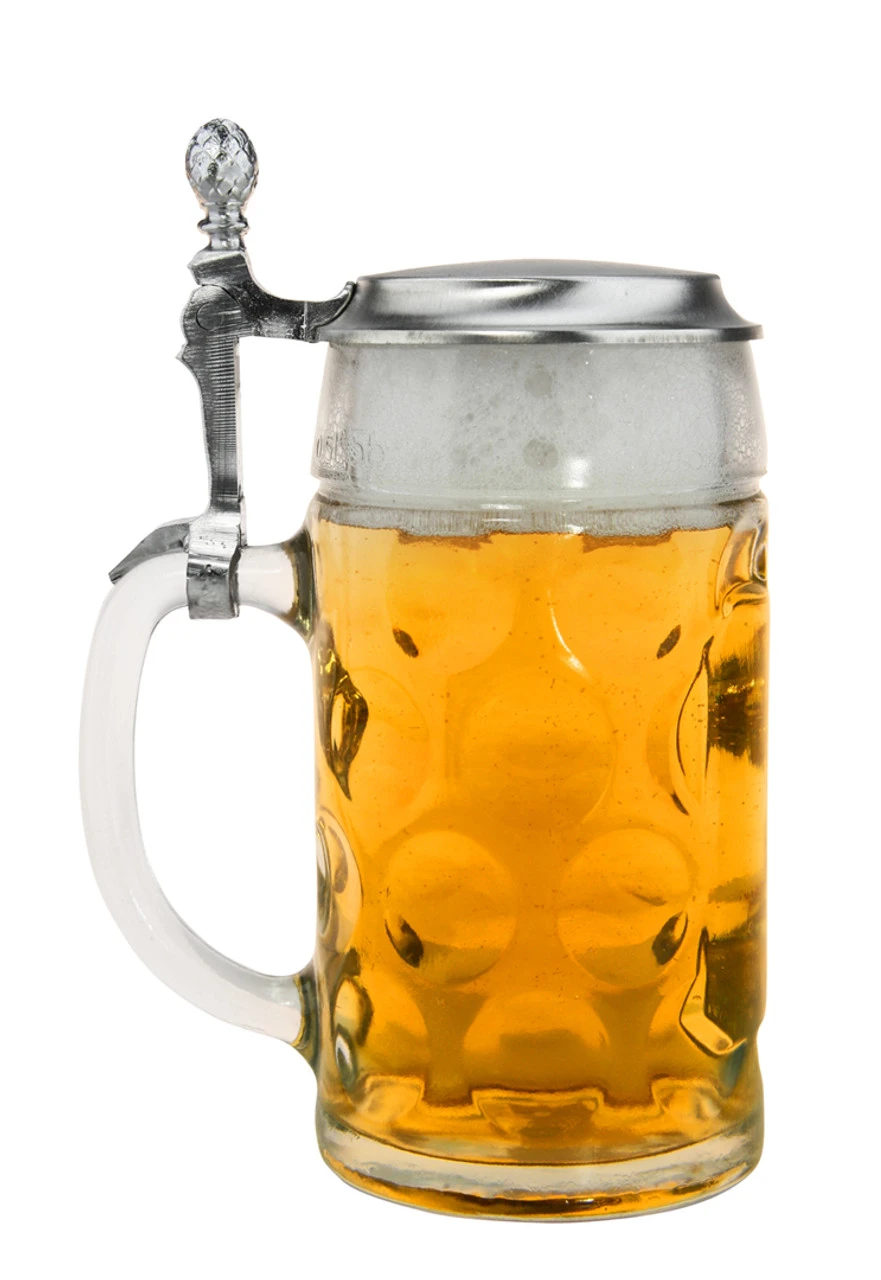 Dimpled Oktoberfest Glass Beer Mug with Flat Pewter Lid 0.5 Liter Dimpled Oktoberfest Glass Beer Mug With Flat Pewter Lid 0.5 Liter -German Wine Glass Shop Dimpled Oktoberfest Glass Beer Stein 0.5 Liter with Flat Pewer Lid BK046ZD LS wB SM 82754.1479938971