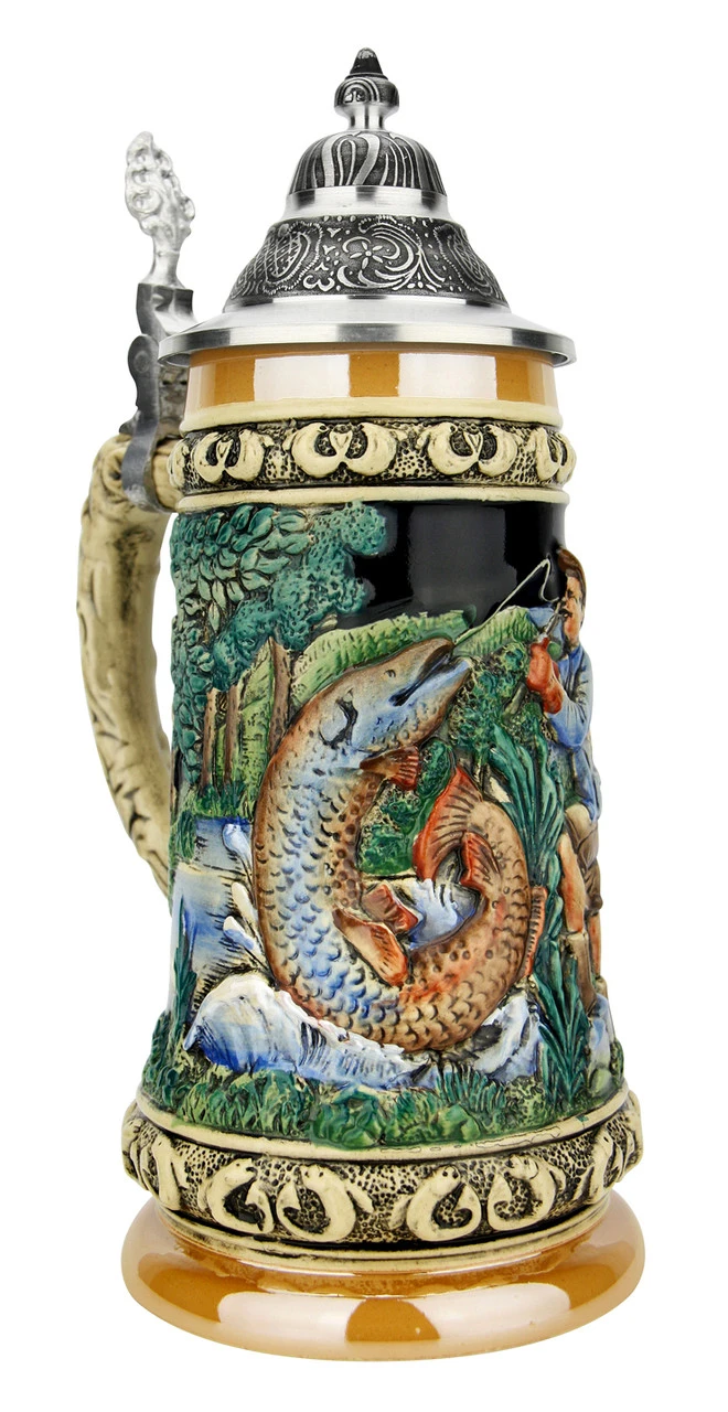 Fishing Beer Stein Fishing Beer Stein -German Wine Glass Shop Fishing Beer Stein KT1730BZ LA SM 57353.1685047890