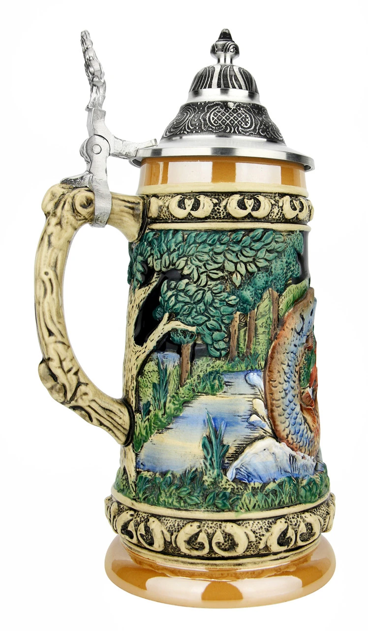 Fishing Beer Stein Fishing Beer Stein -German Wine Glass Shop Fishing Beer Stein KT1730BZ LS SM 34096.1685047890