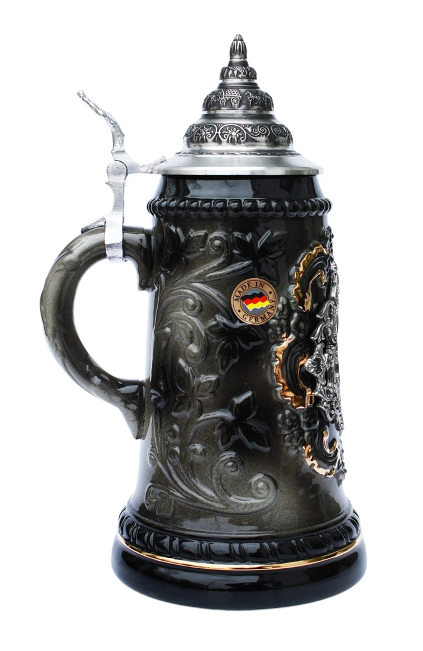 Freiburg Souvenir Beer Stein With Pewter Badge -German Wine Glass Shop Freiburg Souvenir Beer Stein with Pewter Badge K455SZF LS SM 32343.1448471786