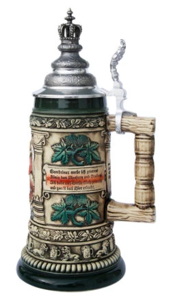 Gambrinus The Beer King Stein With Crown Lid -German Wine Glass Shop Gambrinus The Beer King Stein with Crown Lid KT1375RUZBK RS SM 12645.1401397075