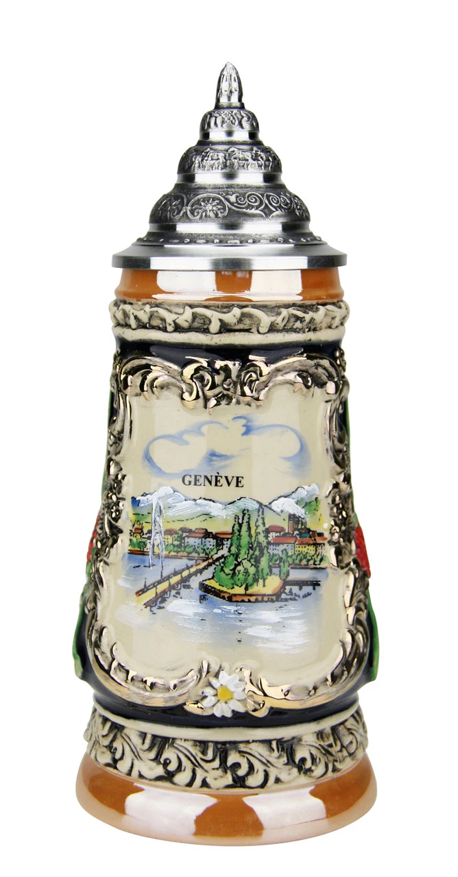 Geneva Switzerland German Beer Stein | 0.25 Liter -German Wine Glass Shop Geneva Switzerland German Beer Stein 0.25 Liter K709G FNT Sm 56160.1554758245