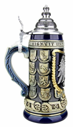 German Eagle Crests Beer Stein Blue -German Wine Glass Shop German Eagle Crests Beer Stein Blue ZB1425606EBL LS SM 32287.1527115728