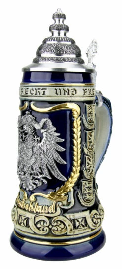 German Eagle Crests Beer Stein Blue -German Wine Glass Shop German Eagle Crests Beer Stein Blue ZB1425606EBL RA SM 19818.1527115728