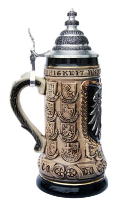 German Eagle Crests Beer Stein -German Wine Glass Shop German Eagle Crests Beer Stein ZB1423606R LS SM 02653.1422813732