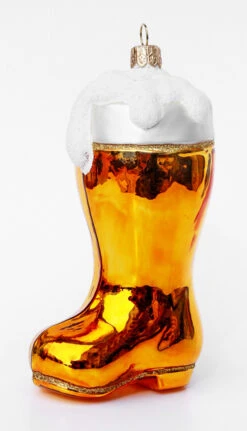 German Beer Boot Glass Christmas Ornament