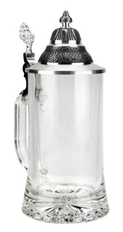 Glass Beer Stein With Pointed Pewter Lid 5 Glass Beer Stein With Pointed Pewter Lid -German Wine Glass Shop Glass Beer Stein with Pointed Pewter Lid GS6106S A SM 83135.1584580400