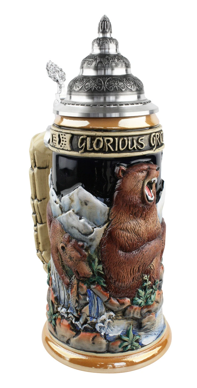 Glorious Grizzly Bear Beer Stein Glorious Grizzly Bear Beer Stein -German Wine Glass Shop Glorious Grizzly Beer Stein K956 Angle SM 92463.1460150475