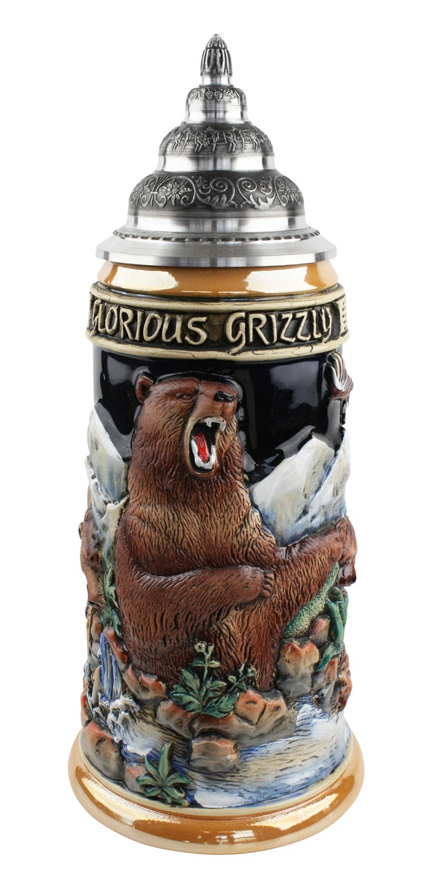 Glorious Grizzly Bear Beer Stein Glorious Grizzly Bear Beer Stein -German Wine Glass Shop Glorious Grizzly Beer Stein K956 FNT SM 62456.1460150378