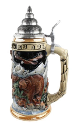 Glorious Grizzly Bear Beer Stein 4 Glorious Grizzly Bear Beer Stein -German Wine Glass Shop Glorious Grizzly Beer Stein K956 RS SM 59394.1460150511