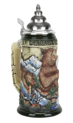 Glorious Grizzly Bear Beer Stein Rustic -German Wine Glass Shop Glorious Grizzly Beer Stein Rustic K956RU Angle SM 18578.1460150708
