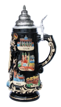 Gold Eagle Deutschland Panorama Beer Stein 2 Gold Eagle Deutschland Panorama Beer Stein -German Wine Glass Shop Gold German Eagle Deutschland Panorama Beer Stein K741SZG RS SM 70842.1401397351