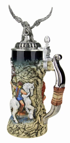 Griffin Beer Stein With 3D Griffin Pewter Lid -German Wine Glass Shop Griffon Beer Stein with 3D Griffon Lid KT4001BG Back SM 31180.1495597225