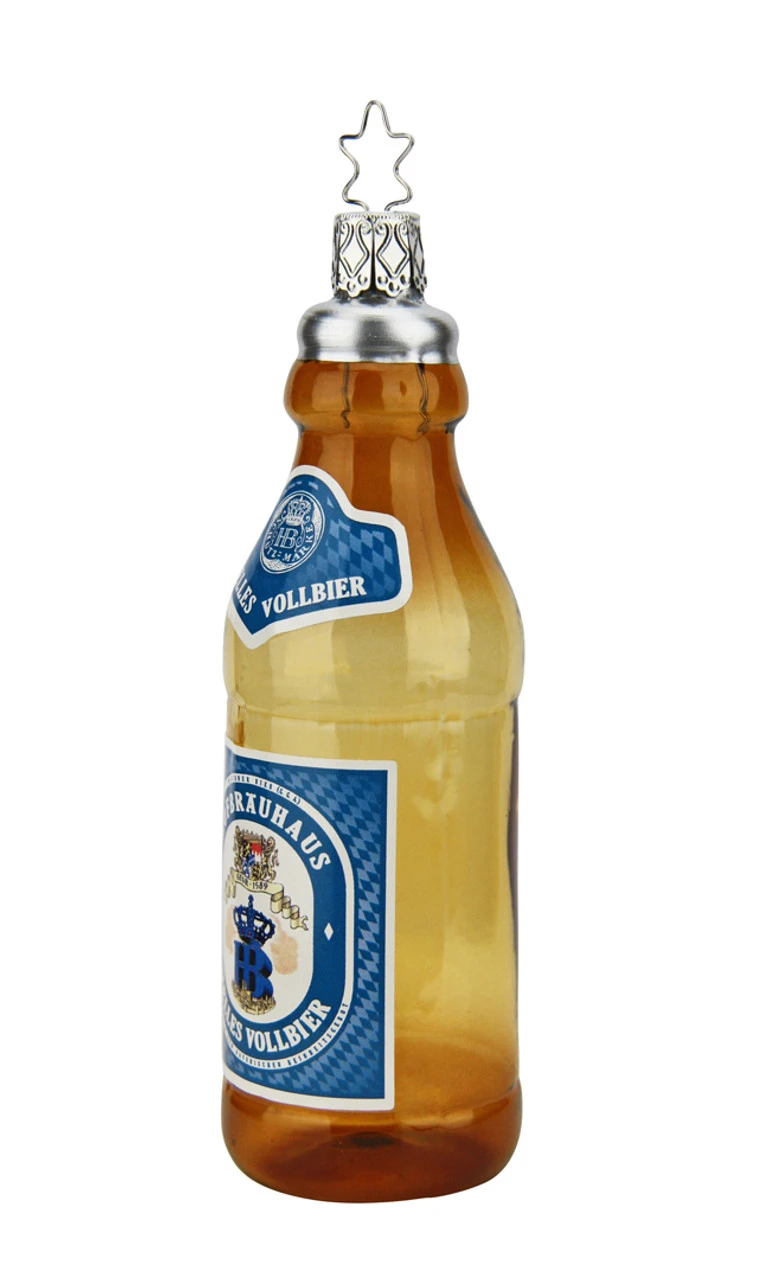 Hofbrauhaus HB Helles Vollbier Bottle Glass Christmas Ornament -German Wine Glass Shop Hofbrauhaus HB Helles Vollbier Bottle Glass Christmas Ornament KHB1000487 Side SM 06539.1618264375