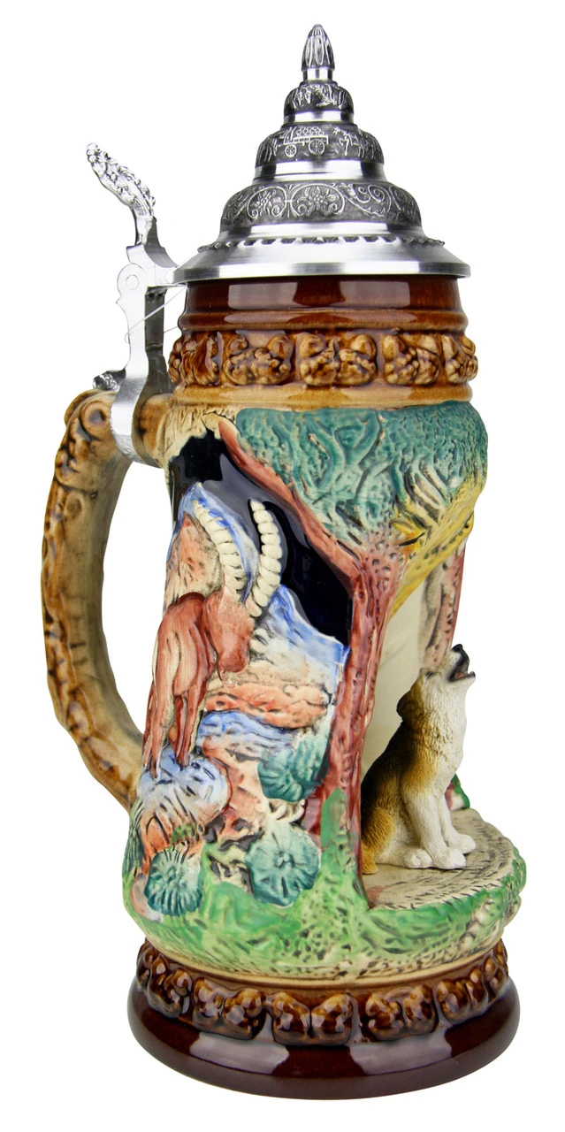 Howling Wolf Wildlife Grotto Beer Stein Howling Wolf Wildlife Grotto Beer Stein -German Wine Glass Shop Howling Wolf Wildlife Grotto Beer Stein K335BHW A SM 97090.1547158702