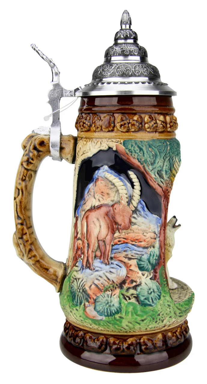 Howling Wolf Wildlife Grotto Beer Stein Howling Wolf Wildlife Grotto Beer Stein -German Wine Glass Shop Howling Wolf Wildlife Grotto Beer Stein K335BHW LS SM 32233.1547158704