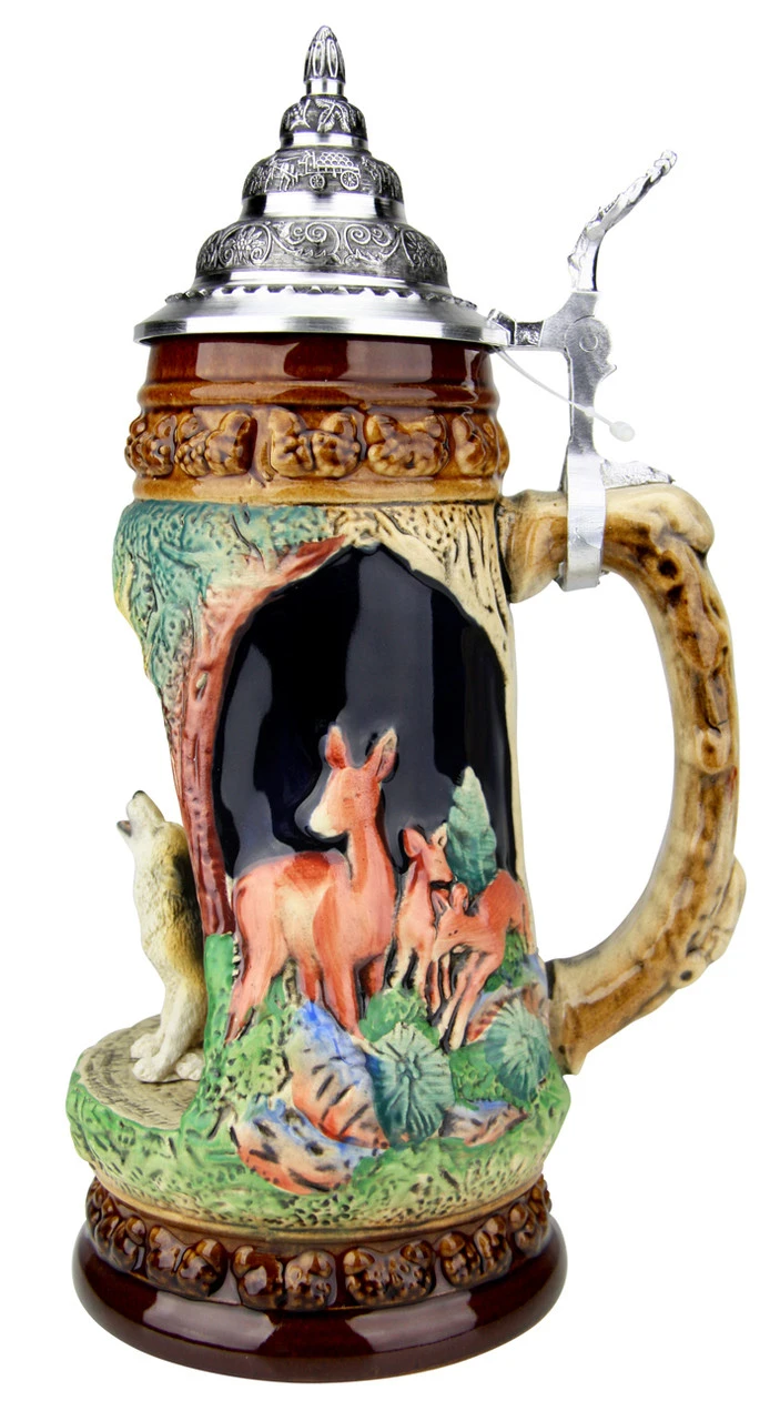 Howling Wolf Wildlife Grotto Beer Stein Howling Wolf Wildlife Grotto Beer Stein -German Wine Glass Shop Howling Wolf Wildlife Grotto Beer Stein K335BHW RS SM 21700.1547158706